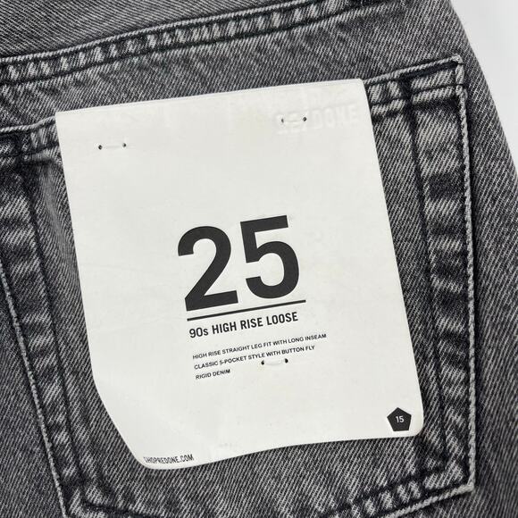 RE/DONE | NWT 90s High Rise Loose Jeans Smoke Black Wash Straight Leg 25 - Picture 11 of 16